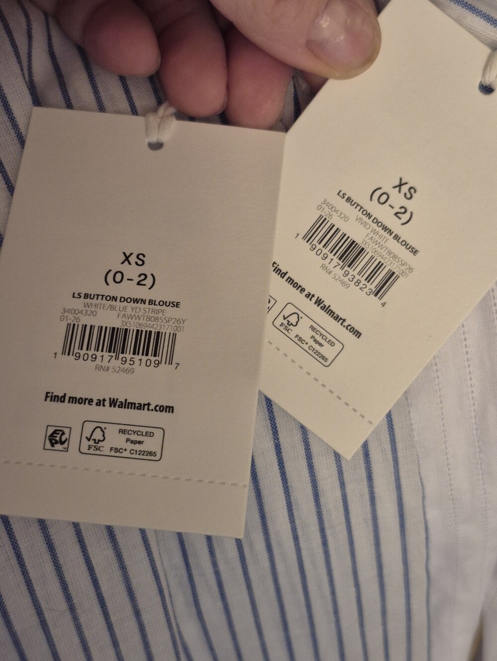 NWT Lot Of 2 Free Assembly Cotton Shirred Button Down Blouses Size XS - Picture 2 of 16
